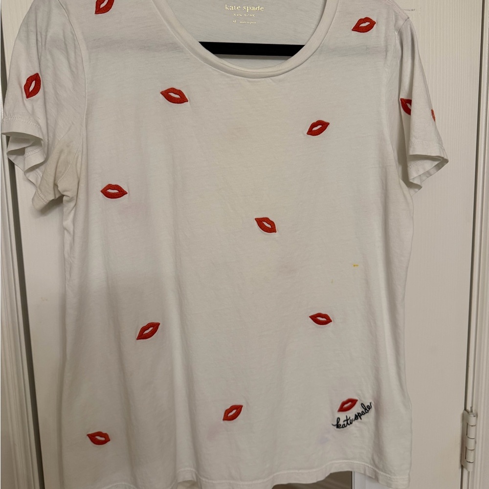 Kate Spade White Top with Pink Trim
